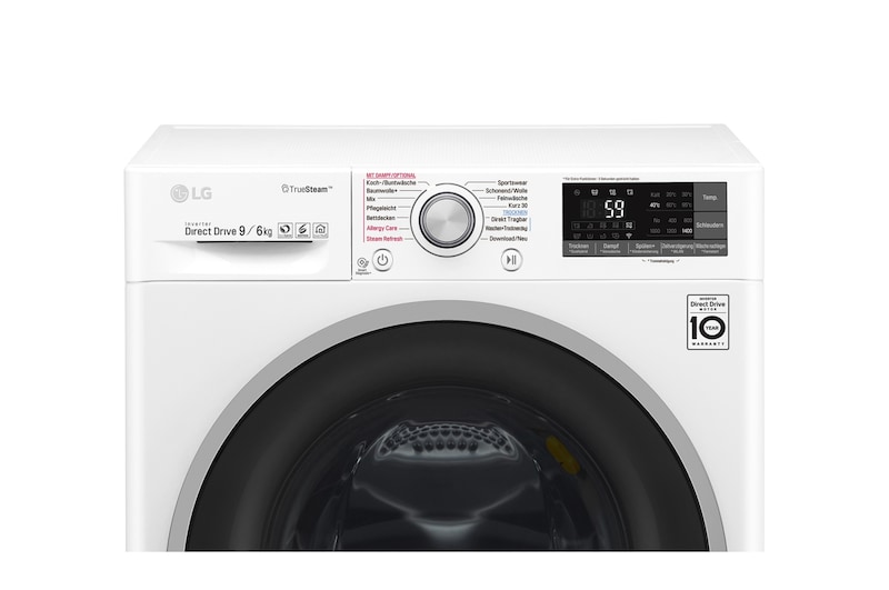 LG Waschtrockner | Serie 9 | 9 kg Waschen | 6 kg Trocknen | TrueSteam™ | Inverter DirectDrive™ | SmartThinQ™ | Silber-Rahmen, F14WD96EH1