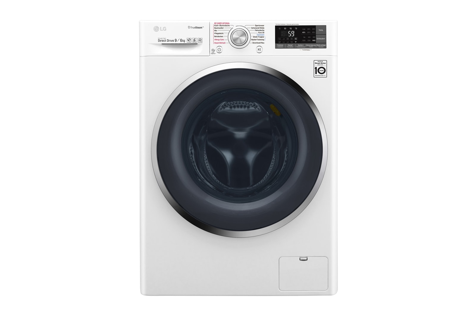 LG Waschtrockner | Serie 9 | 9 kg Waschen | 6 kg Trocknen | TrueSteam™ | Inverter DirectDrive™ | SmartThinQ™ | Chrom-Rahmen, F14WD96TH2