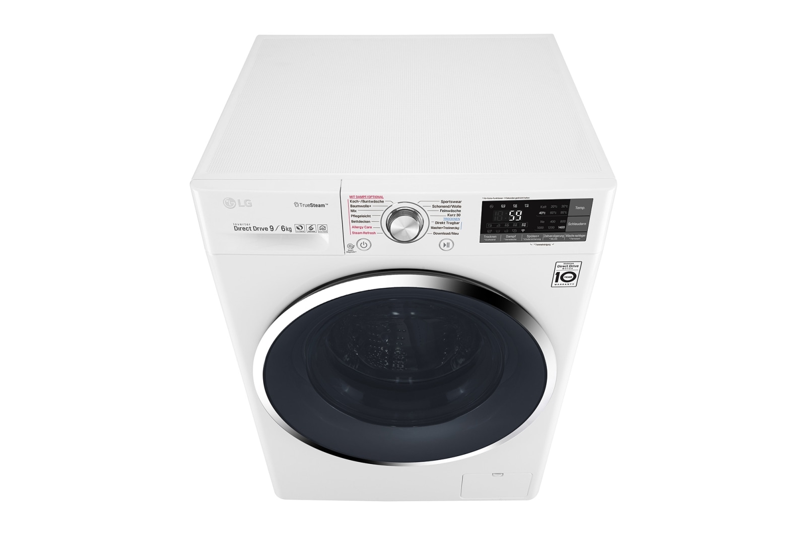 LG Waschtrockner | Serie 9 | 9 kg Waschen | 6 kg Trocknen | TrueSteam™ | Inverter DirectDrive™ | SmartThinQ™ | Chrom-Rahmen, F14WD96TH2