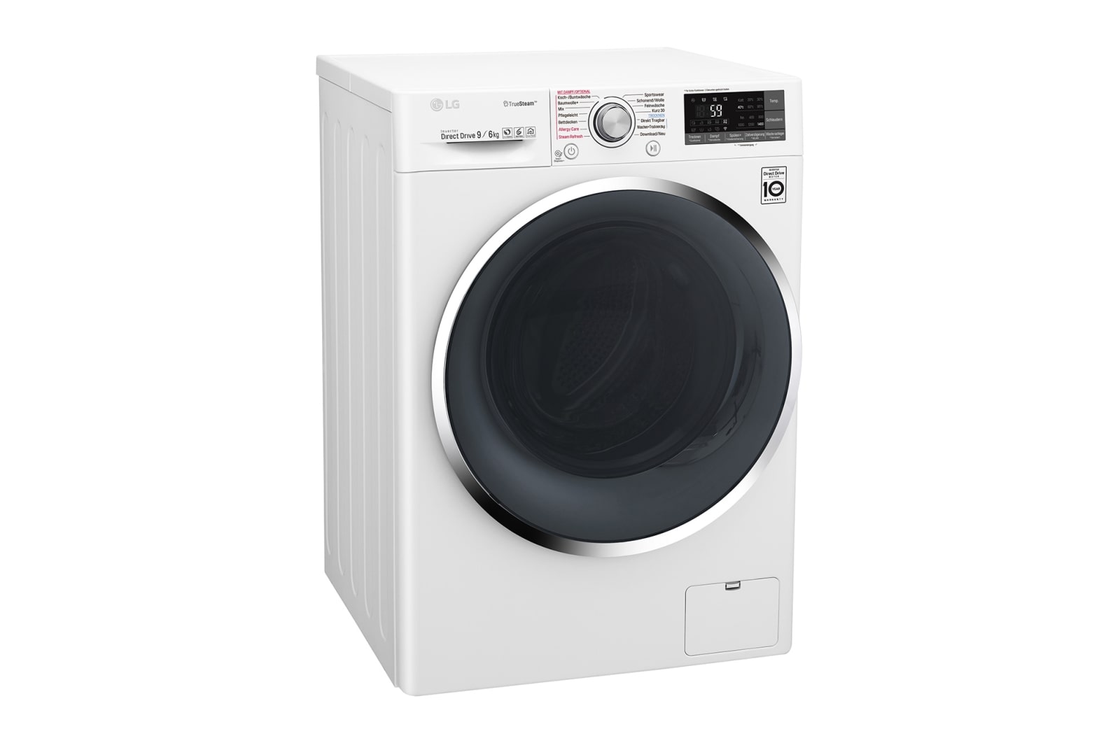 LG Waschtrockner | Serie 9 | 9 kg Waschen | 6 kg Trocknen | TrueSteam™ | Inverter DirectDrive™ | SmartThinQ™ | Chrom-Rahmen, F14WD96TH2