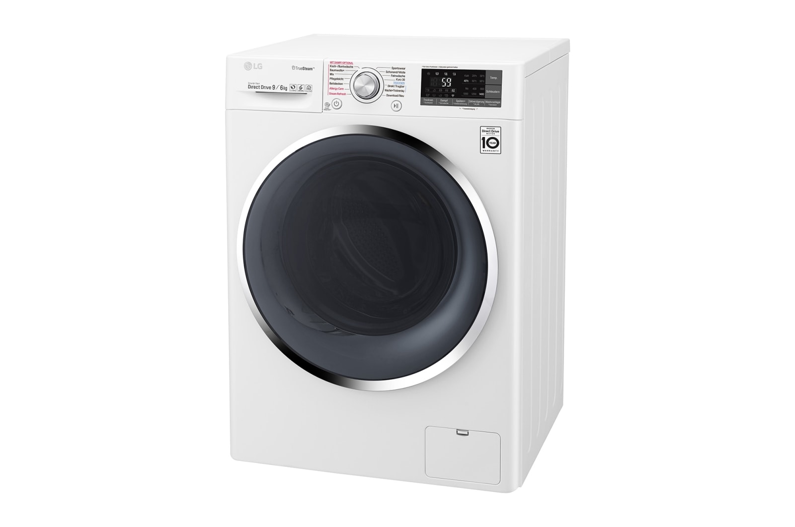 LG Waschtrockner | Serie 9 | 9 kg Waschen | 6 kg Trocknen | TrueSteam™ | Inverter DirectDrive™ | SmartThinQ™ | Chrom-Rahmen, F14WD96TH2