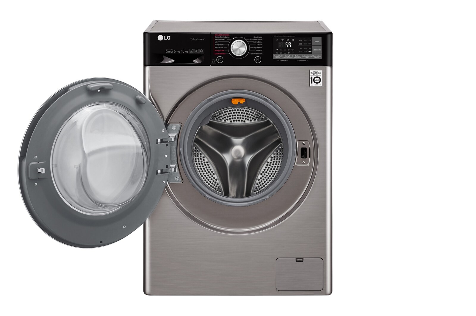LG Waschmaschine | Serie 9 | 10 kg | TrueSteam™ | TurboWash™ | SmartThinQ™ | Edelstahl-Optik, F14WM10TT6