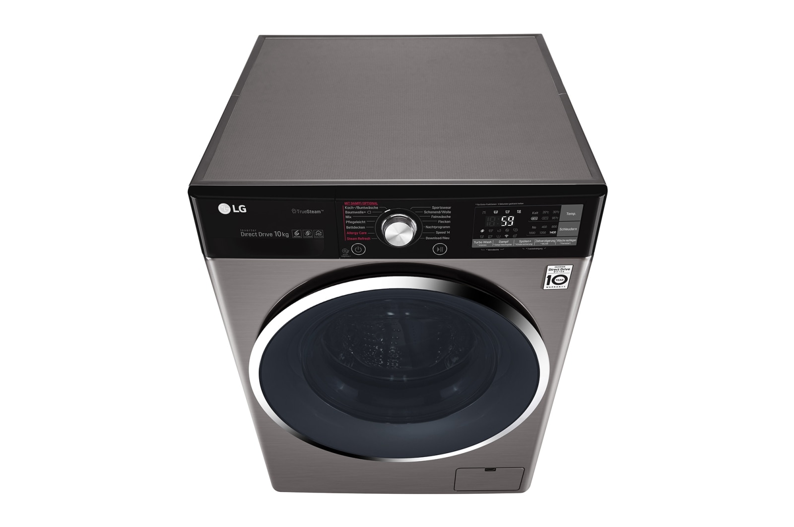 LG Waschmaschine | Serie 9 | 10 kg | TrueSteam™ | TurboWash™ | SmartThinQ™ | Edelstahl-Optik, F14WM10TT6