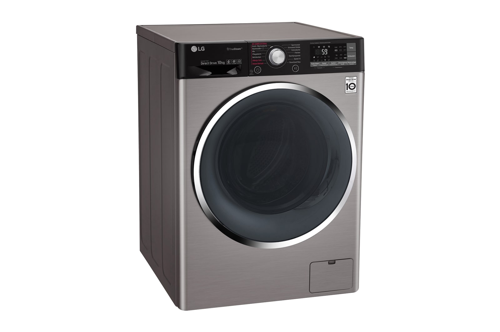 LG Waschmaschine | Serie 9 | 10 kg | TrueSteam™ | TurboWash™ | SmartThinQ™ | Edelstahl-Optik, F14WM10TT6