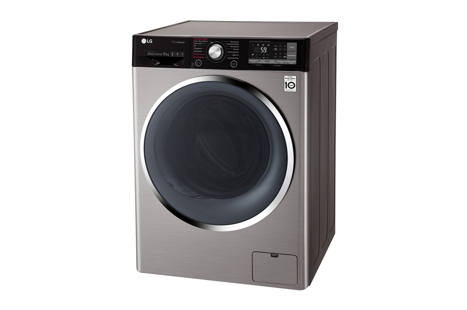 LG Waschmaschine | Serie 9 | 10 kg | TrueSteam™ | TurboWash™ | SmartThinQ™ | Edelstahl-Optik, F14WM10TT6