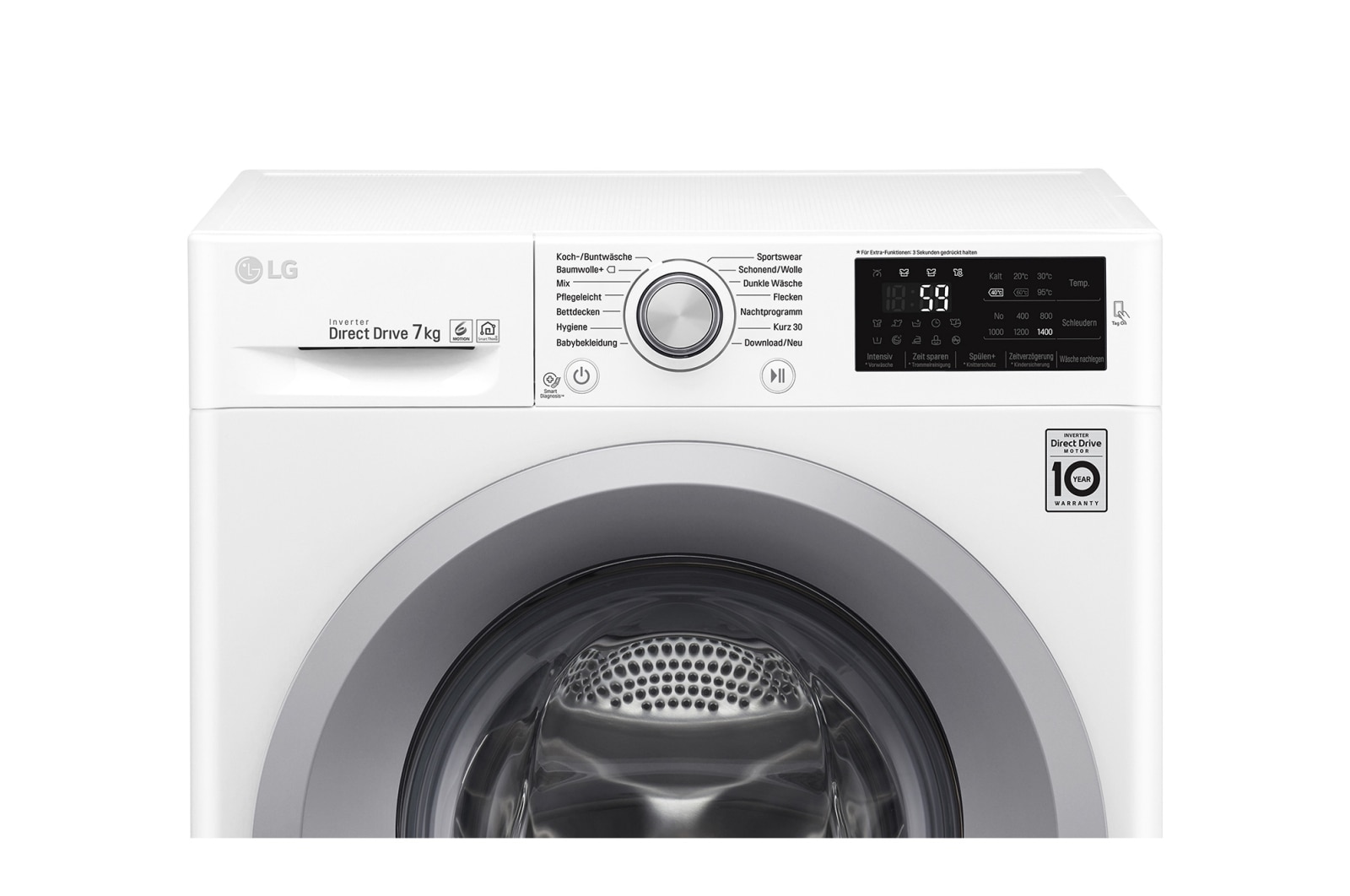 LG Waschmaschine | Serie 3 | 7 kg | Weiß & silber Ring, F14WM7KN1