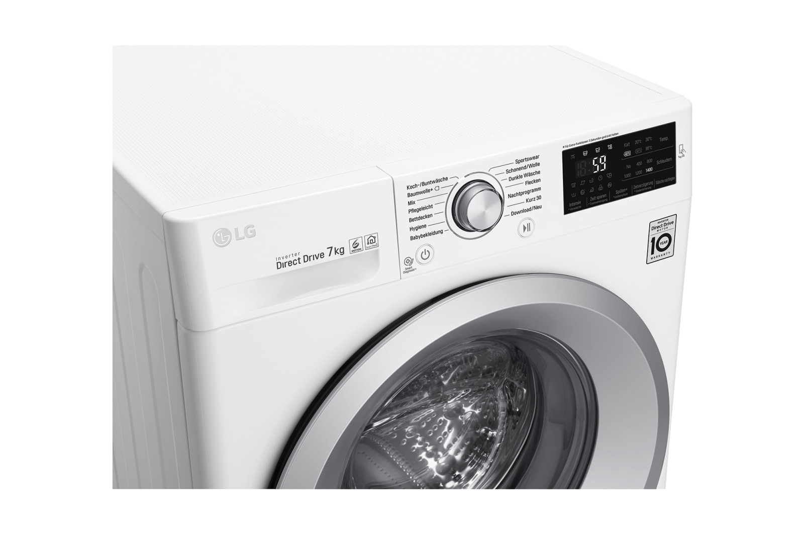 LG Waschmaschine | Serie 3 | 7 kg | Weiß & silber Ring, F14WM7KN1