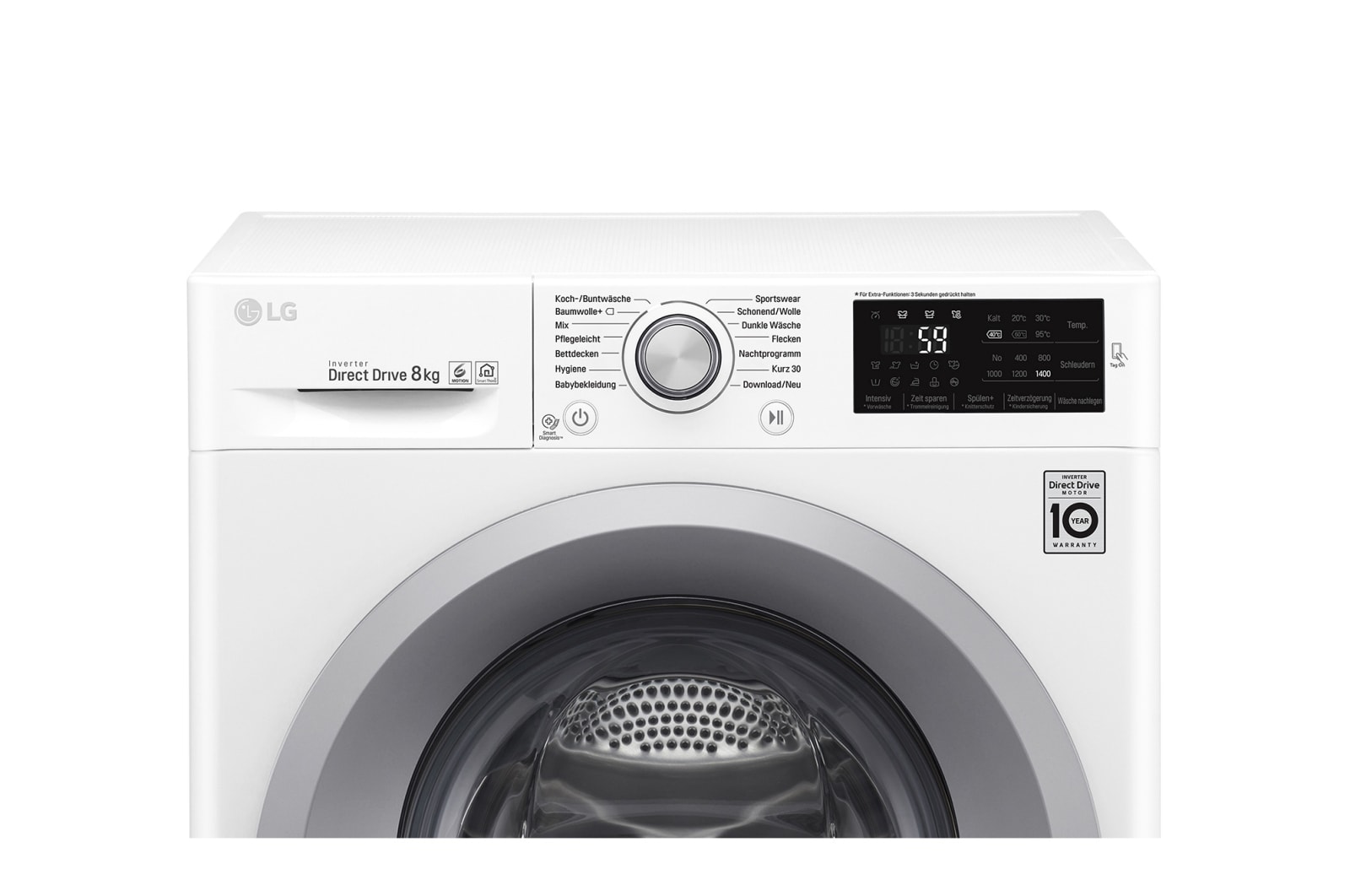 LG Waschmaschine | Serie 3 | 8 kg | Weiß & silber Ring, F14WM8KN1