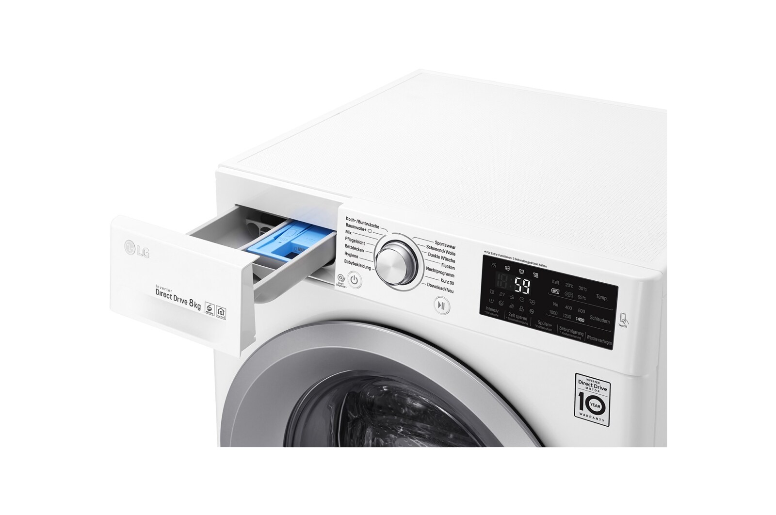 LG Waschmaschine | Serie 3 | 8 kg | Weiß & silber Ring, F14WM8KN1