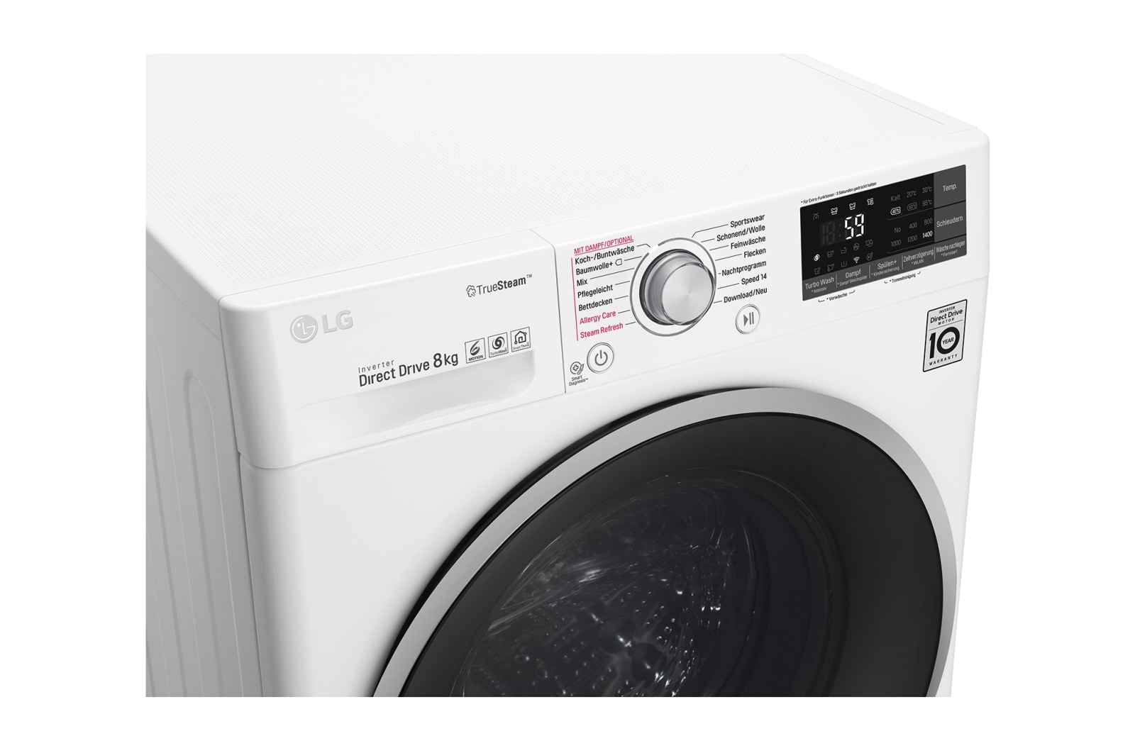 LG Waschmaschine | Serie 9 | 8 kg | TrueSteam™ | TurboWash™ | SmartThinQ™ | Noble Steel & Schwarz, F14WM8TT1
