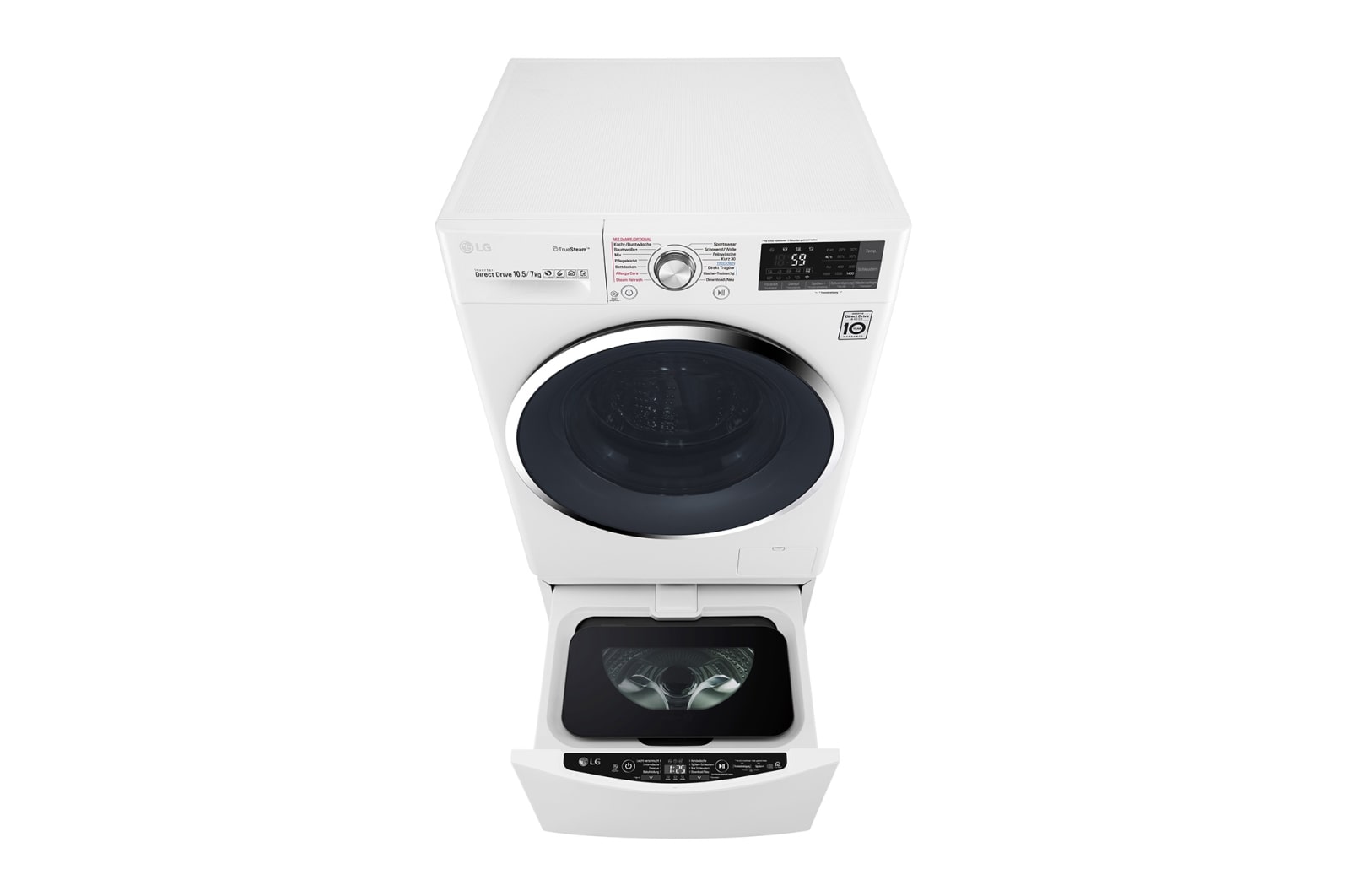 LG TWINWash™ Waschtrockner | 10,5 kg + 2 kg Waschen | 7 kg Trocknen | TrueSteam™ | Inverter DirectDrive™ | SmartThinQ™, FTWD107TH2