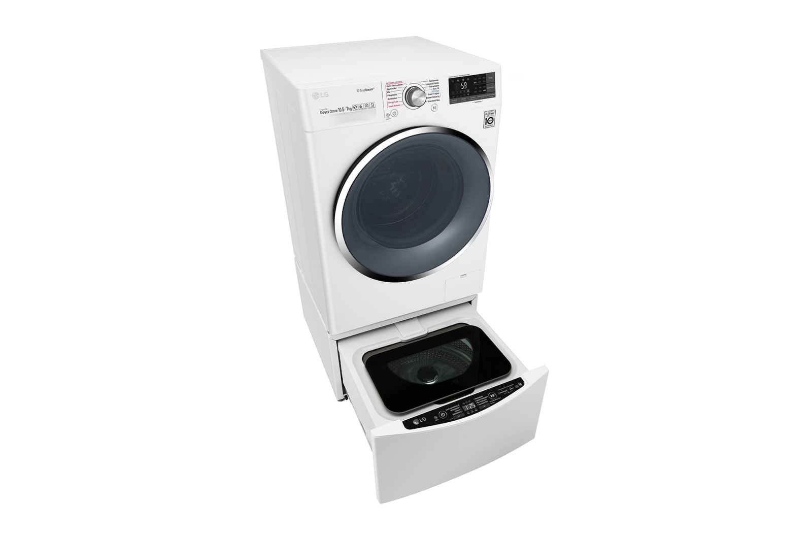 LG TWINWash™ Waschtrockner | 10,5 kg + 2 kg Waschen | 7 kg Trocknen | TrueSteam™ | Inverter DirectDrive™ | SmartThinQ™, FTWD107TH2