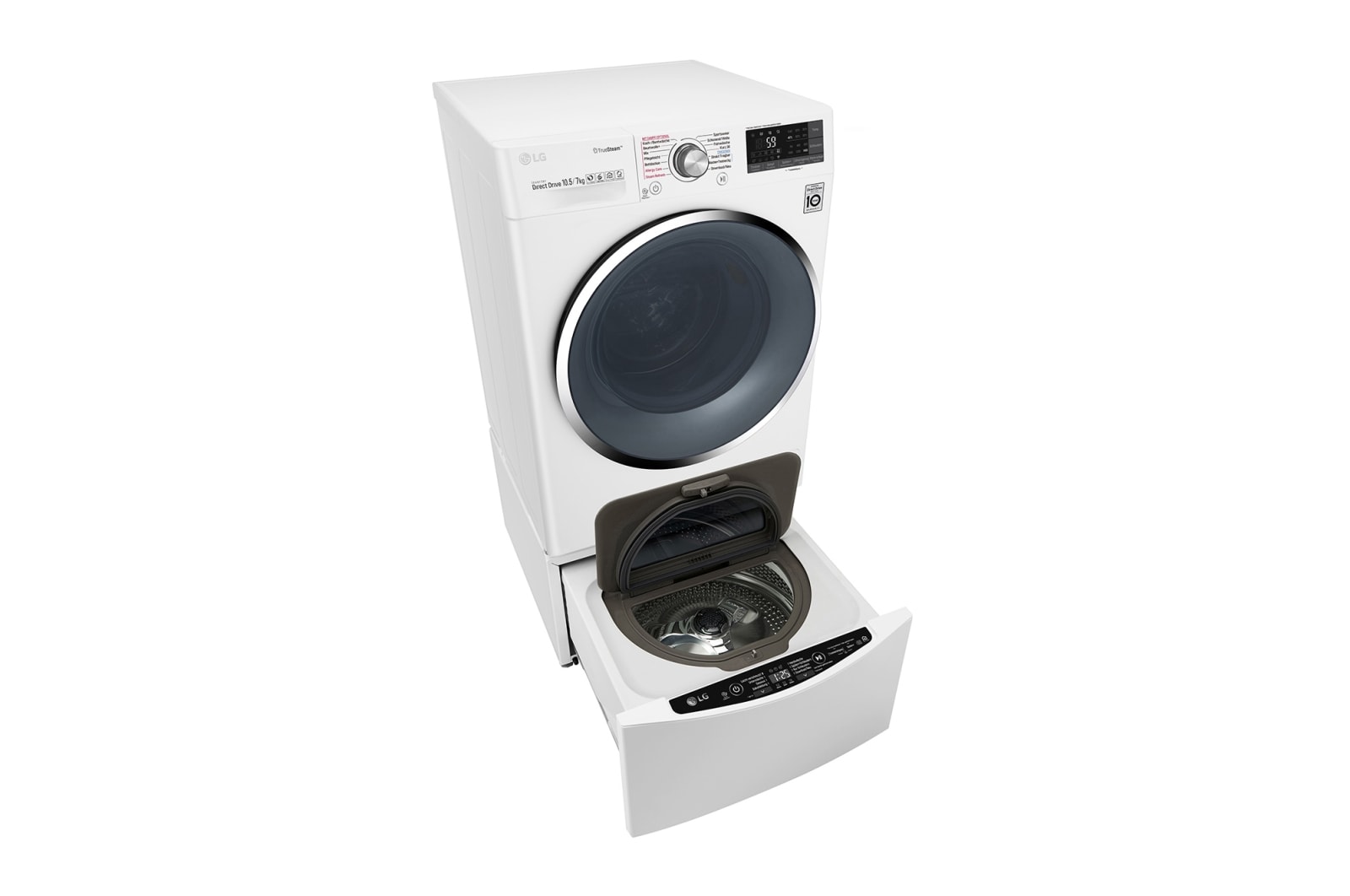 LG TWINWash™ Waschtrockner | 10,5 kg + 2 kg Waschen | 7 kg Trocknen | TrueSteam™ | Inverter DirectDrive™ | SmartThinQ™, FTWD107TH2