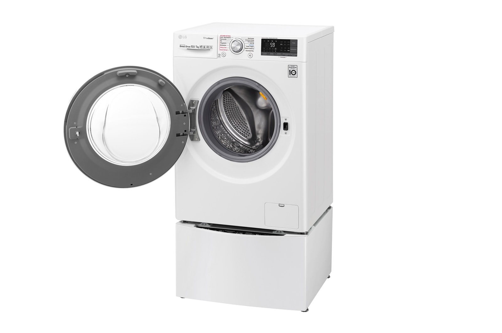 LG TWINWash™ Waschtrockner | 10,5 kg + 2 kg Waschen | 7 kg Trocknen | TrueSteam™ | Inverter DirectDrive™ | SmartThinQ™, FTWD107TH2