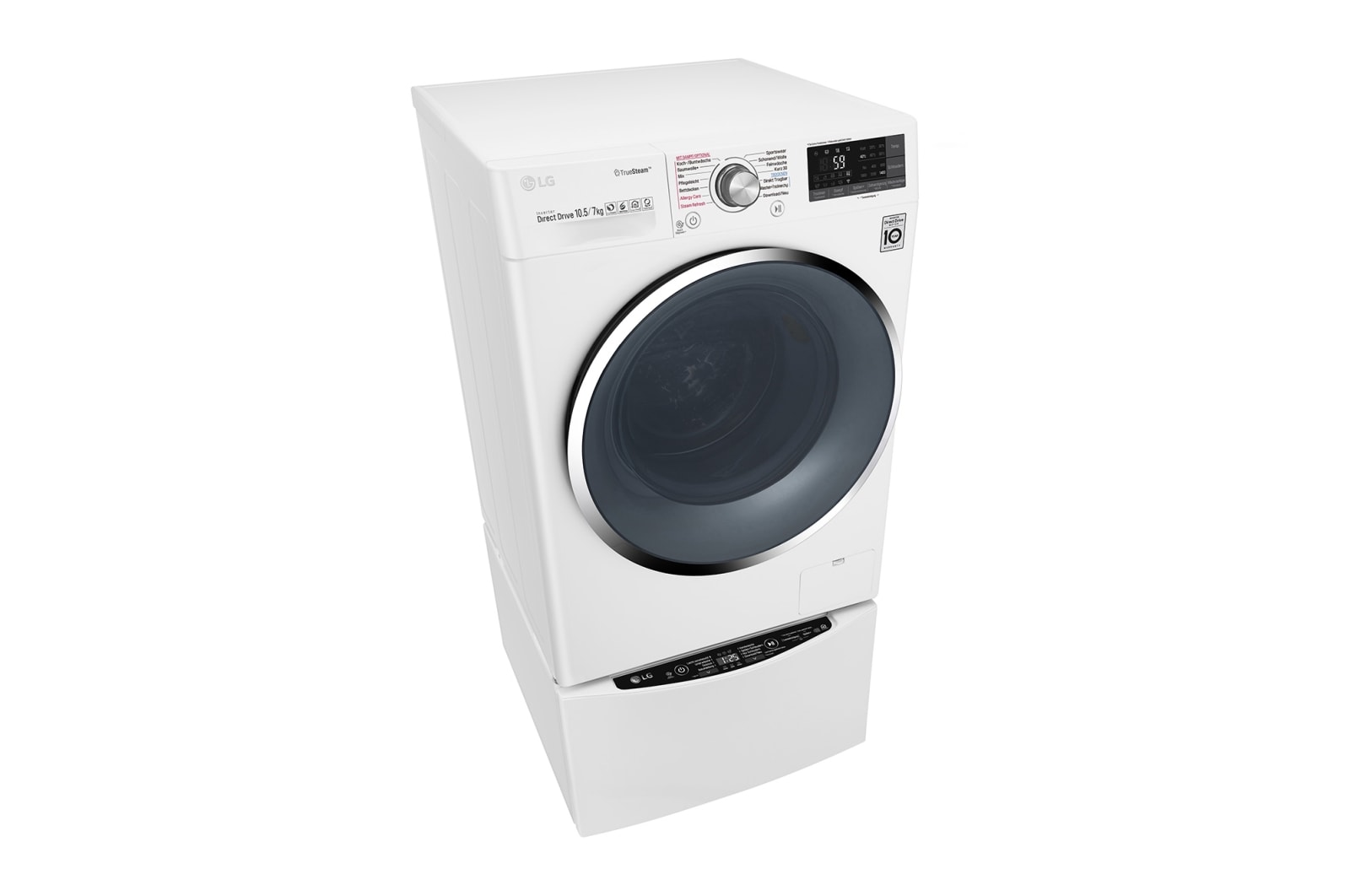 LG TWINWash™ Waschtrockner | 10,5 kg + 2 kg Waschen | 7 kg Trocknen | TrueSteam™ | Inverter DirectDrive™ | SmartThinQ™, FTWD107TH2