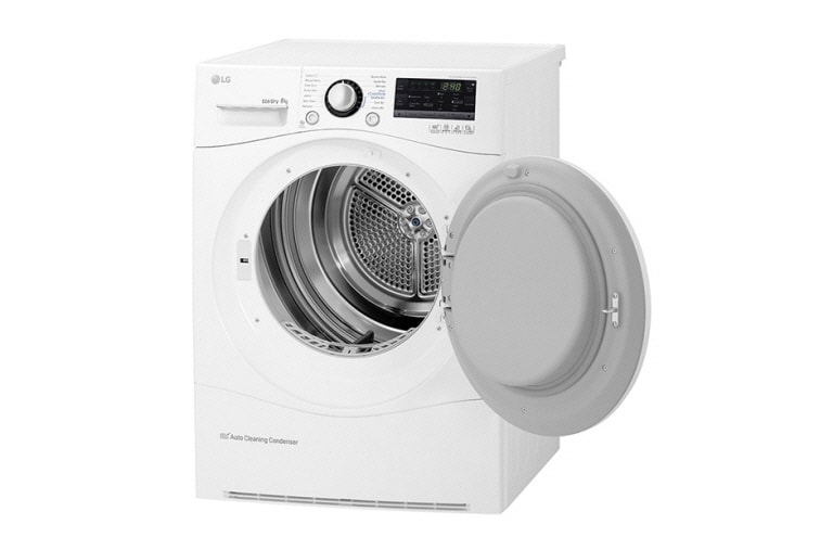 LG Trockner mit Wärmepumpen Technologie | Energieeffizienzklasse* A++ | selbstreinigenden Kondensator für gleichbleibend niedrigen Energieverbrauch. Bis zu 8 kg Fassungsvermögen., RC8055AH1Z