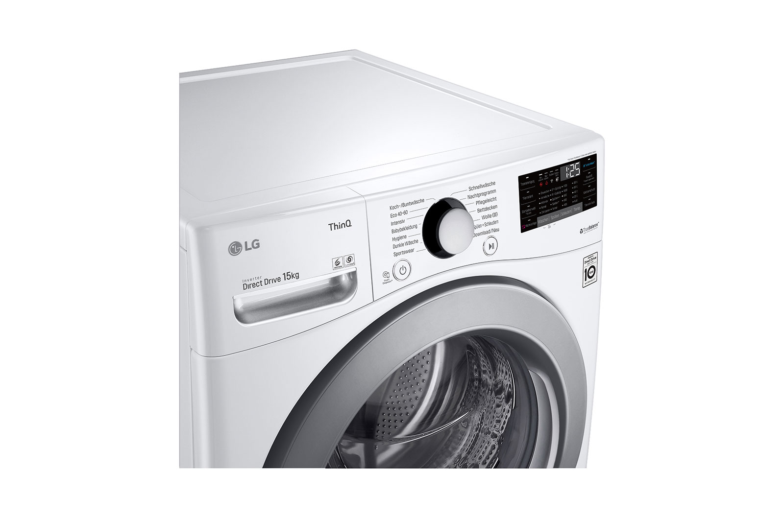 LG Waschmaschine mit 15 kg Kapazität | Energieeffizienzklasse E | 1.100 U./Min. | TurboWash® | Wi-Fi –Funktion | Aqua-Control, F11WM15TS2