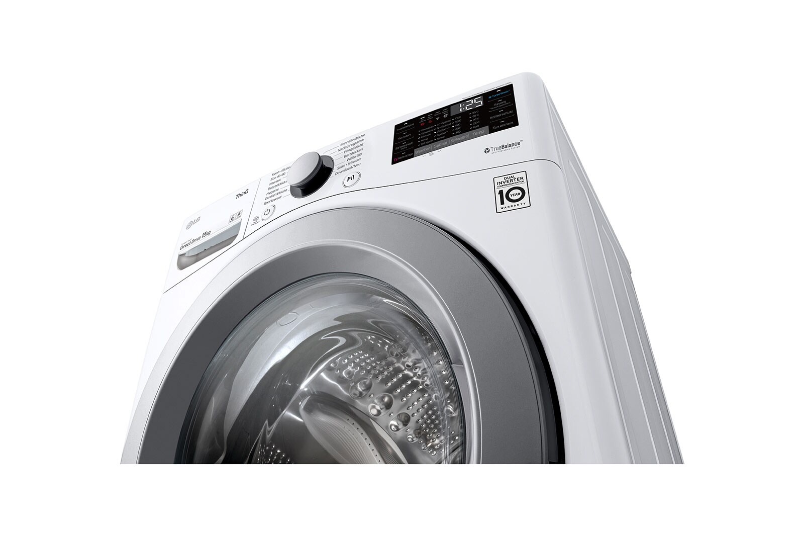 LG Waschmaschine mit 15 kg Kapazität | Energieeffizienzklasse E | 1.100 U./Min. | TurboWash® | Wi-Fi –Funktion | Aqua-Control, F11WM15TS2