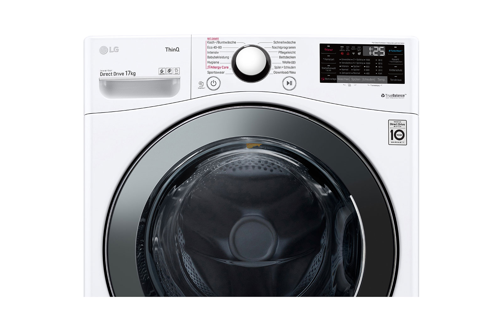 LG Waschmaschine (17 kg, 1.100 U./Min., EEK E) mit Chrom-Bullaugenring | F11WM17TS2, F11WM17TS2