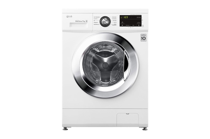 LG Waschmaschine mit 8 kg Kapazität | Energieeffizienzklasse D | 1.400 U./Min. | Weiß mit Kunststofffenstern Bullaugenring | 1496QD3HT, F1496QD3HT1