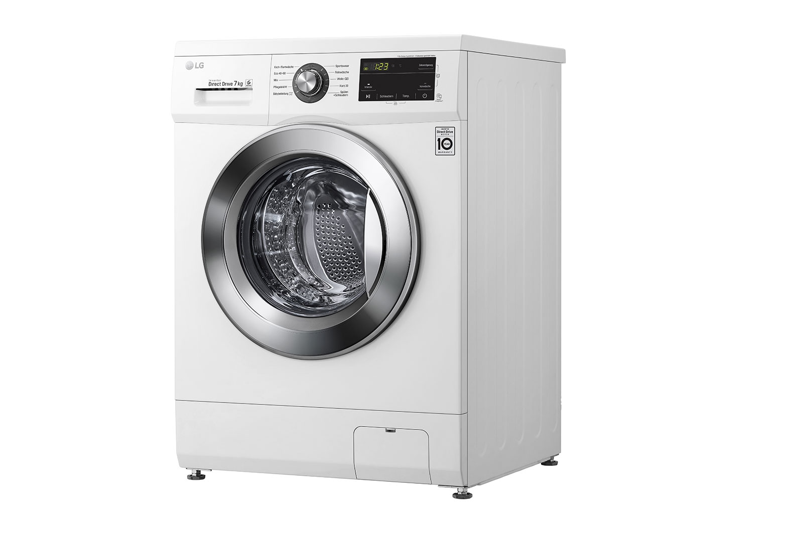 LG Waschmaschine mit 8 kg Kapazität | Energieeffizienzklasse D | 1.400 U./Min. | Weiß mit Kunststofffenstern Bullaugenring | 1496QD3HT, F1496QD3HT1