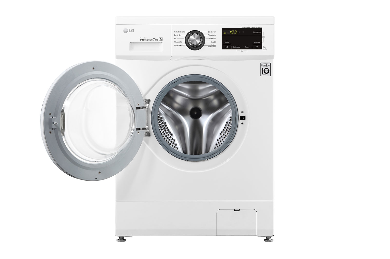 LG Waschmaschine mit 8 kg Kapazität | Energieeffizienzklasse D | 1.400 U./Min. | Weiß mit Kunststofffenstern Bullaugenring | 1496QD3HT, F1496QD3HT1