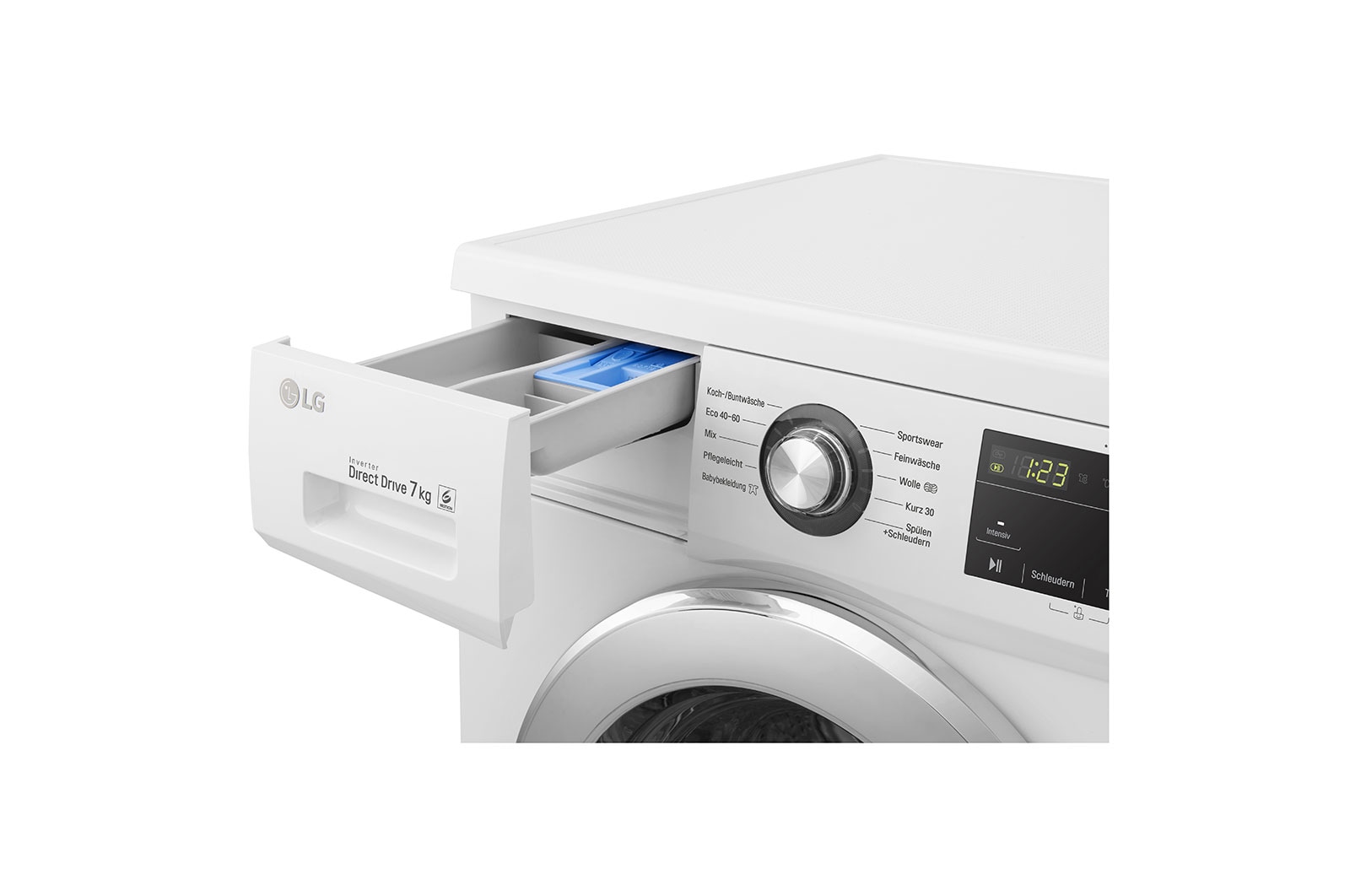 LG Waschmaschine mit 8 kg Kapazität | Energieeffizienzklasse D | 1.400 U./Min. | Weiß mit Kunststofffenstern Bullaugenring | 1496QD3HT, F1496QD3HT1