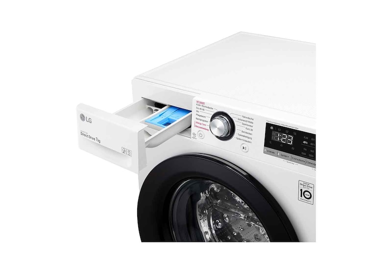 LG Waschmaschine | 7 kg | Energieeffizienzklasse D | 1.400 U./Min. | AI DD® | Steam | Wäsche nachlegen | Neue Wohlfühl-Trommel, F14WM7EN0E