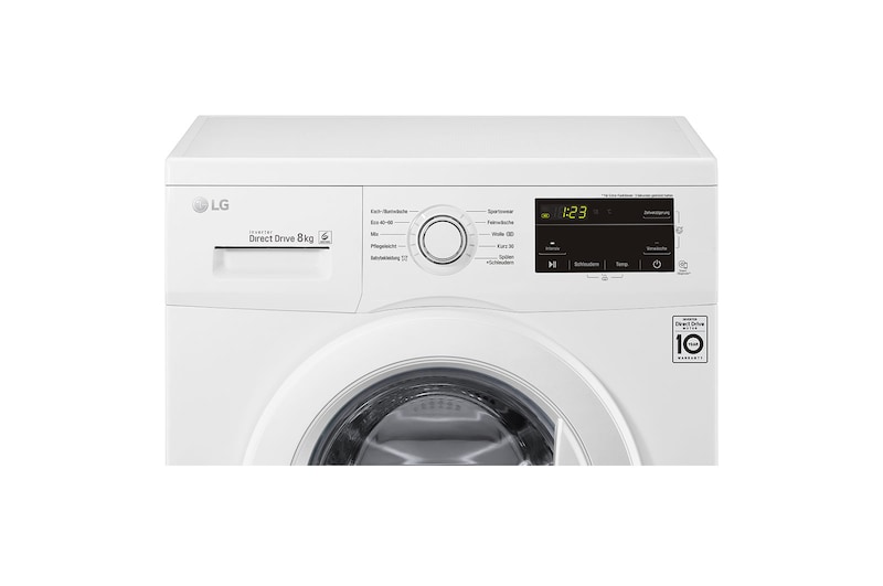 LG Waschmaschine mit 7 kg Kapazität | Energieeffizienzklasse D | 1.400 U./Min. | Weiß mit Kunststofffenstern Bullaugenring | F14WM8MC0E, F14WM8MC0E