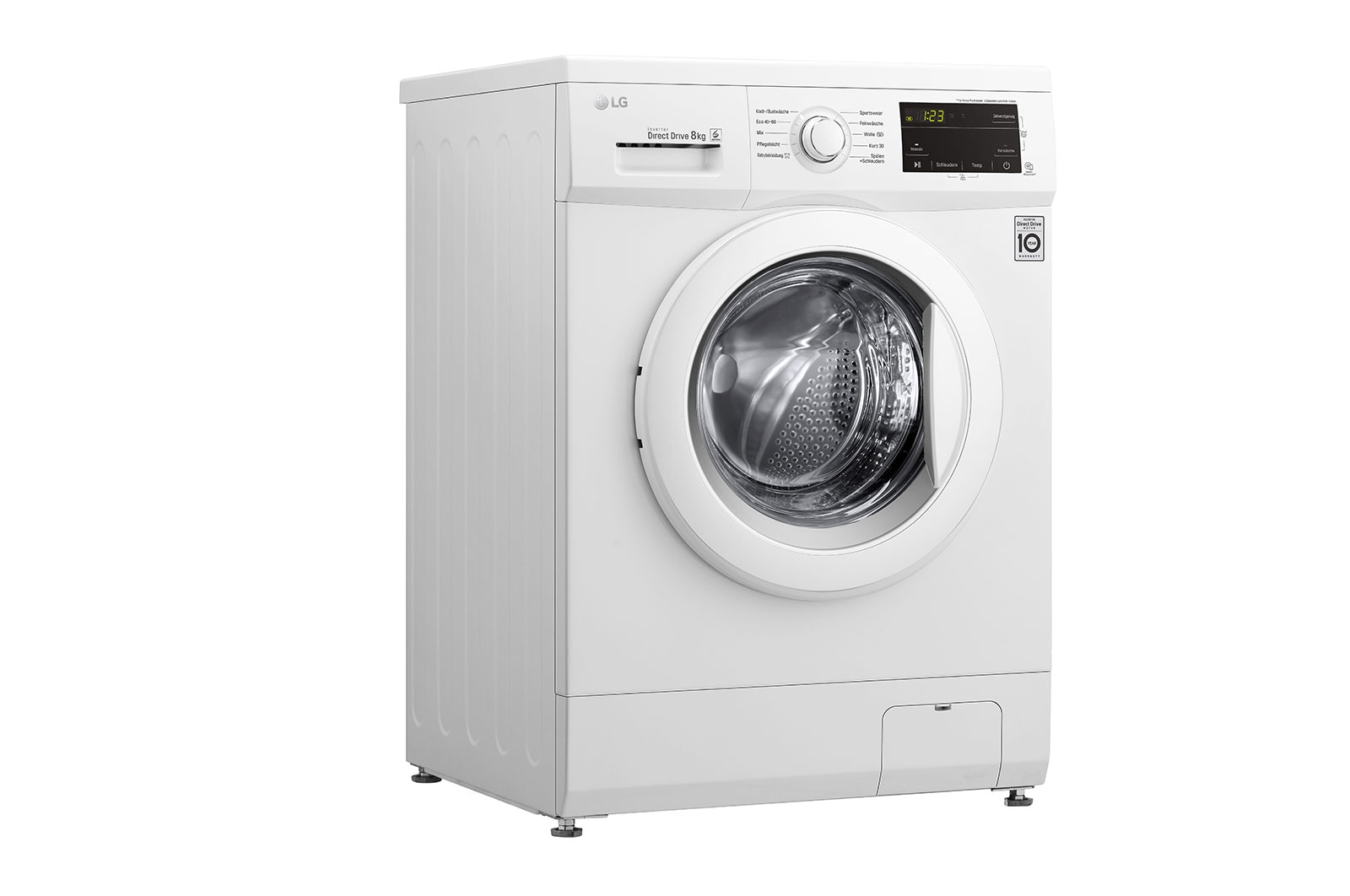 LG Waschmaschine mit 7 kg Kapazität | Energieeffizienzklasse D | 1.400 U./Min. | Weiß mit Kunststofffenstern Bullaugenring | F14WM8MC0E, F14WM8MC0E