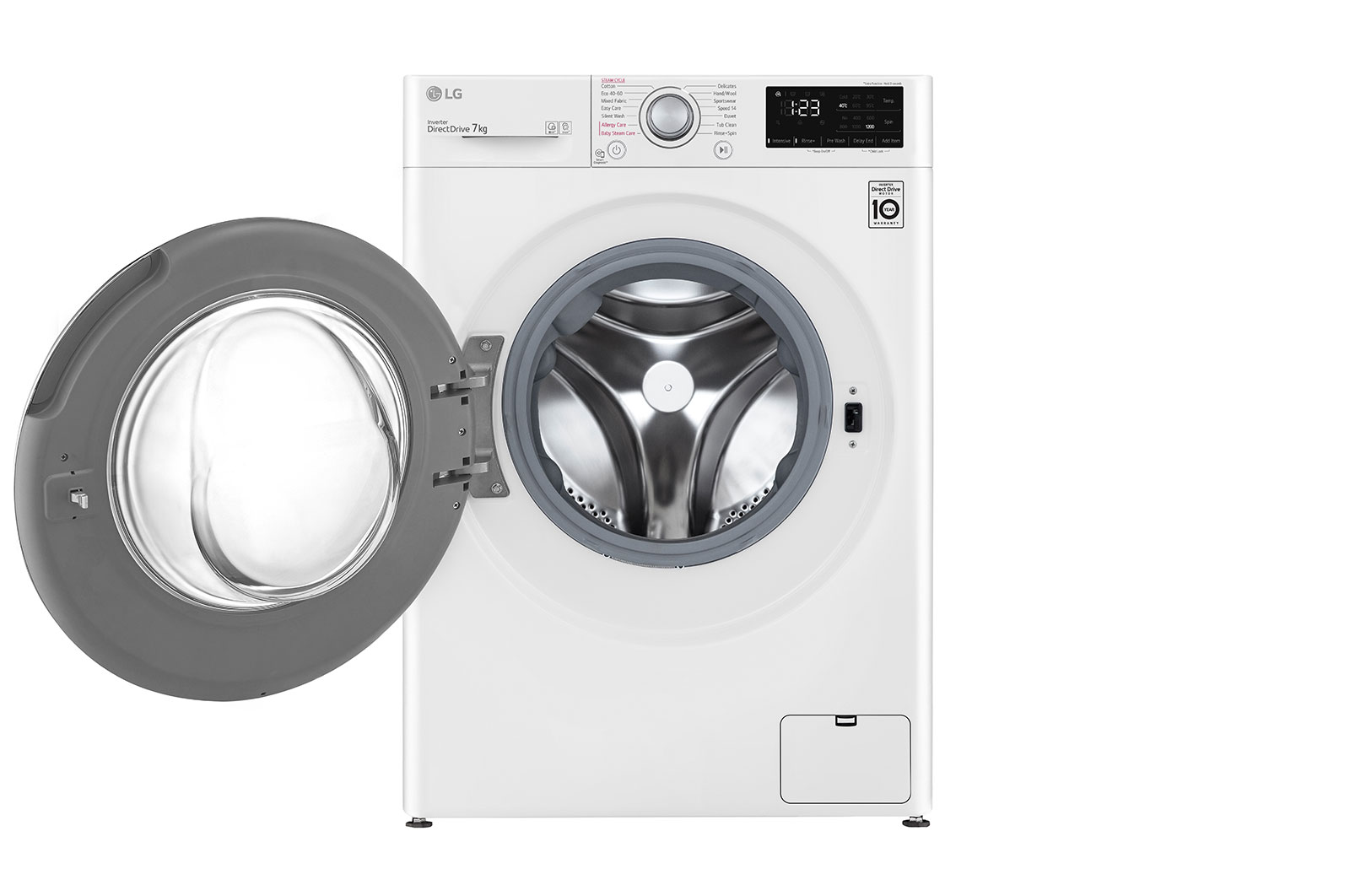 LG Waschmaschine mit 7 kg Kapazität | Energieeffizienzklasse D | 1.200 U./Min. | Weiß mit weißem Bullaugenring | SLIM FIT | F2V3SLIM7  , F2V3SLIM7