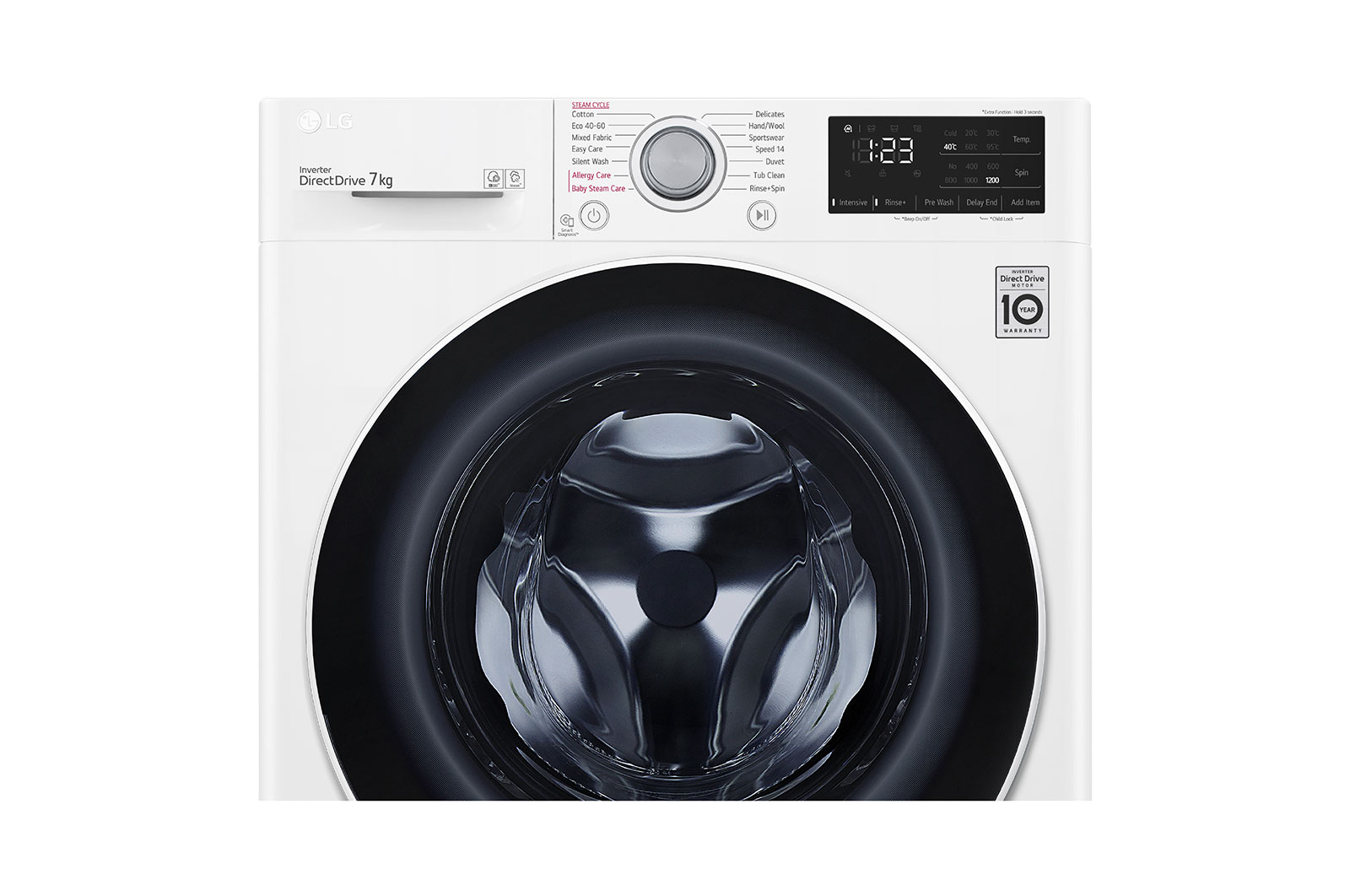 LG Waschmaschine mit 7 kg Kapazität | Energieeffizienzklasse D | 1.200 U./Min. | Weiß mit weißem Bullaugenring | SLIM FIT | F2V3SLIM7  , F2V3SLIM7