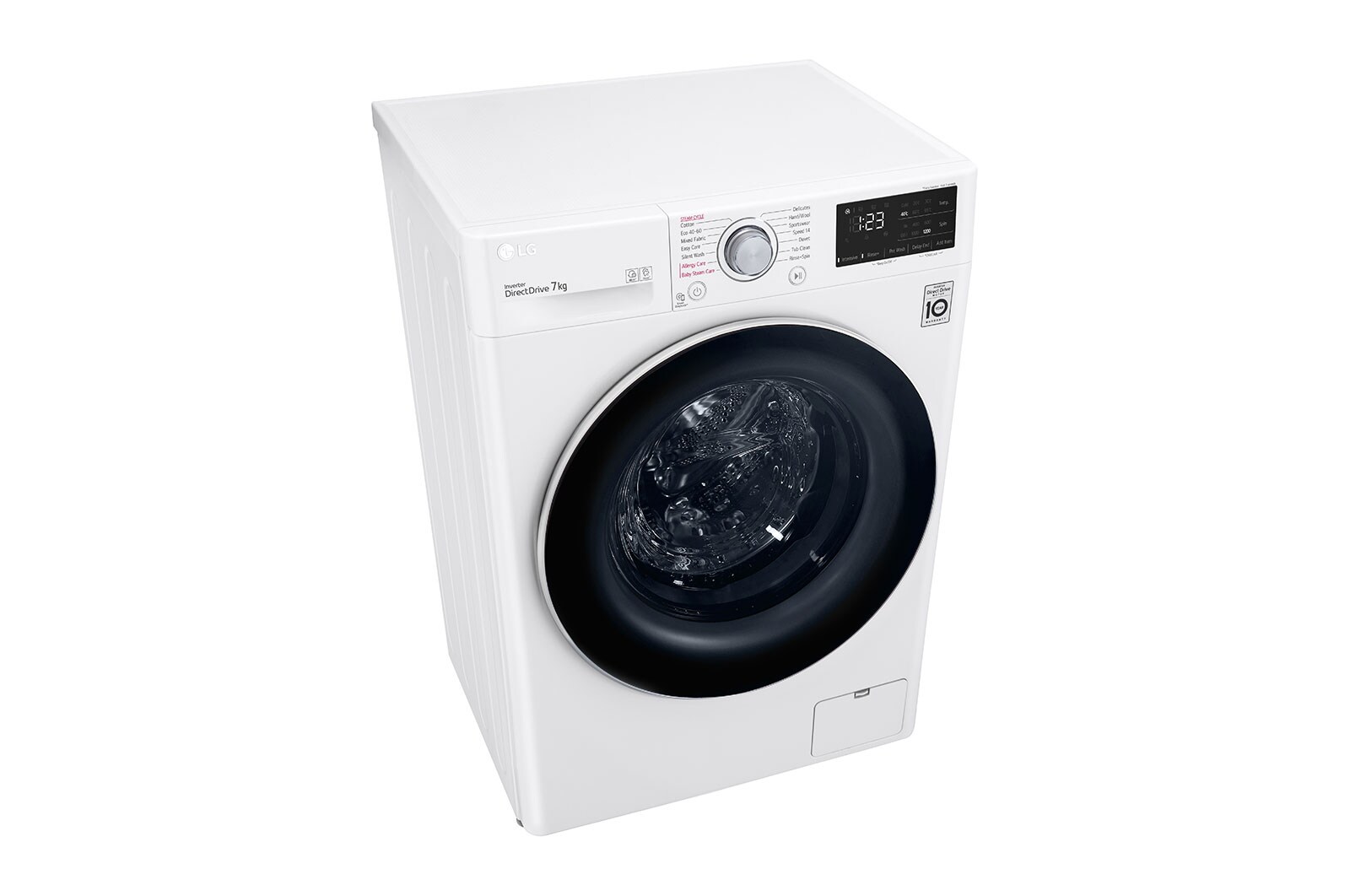 LG Waschmaschine mit 7 kg Kapazität | Energieeffizienzklasse D | 1.200 U./Min. | Weiß mit weißem Bullaugenring | SLIM FIT | F2V3SLIM7  , F2V3SLIM7