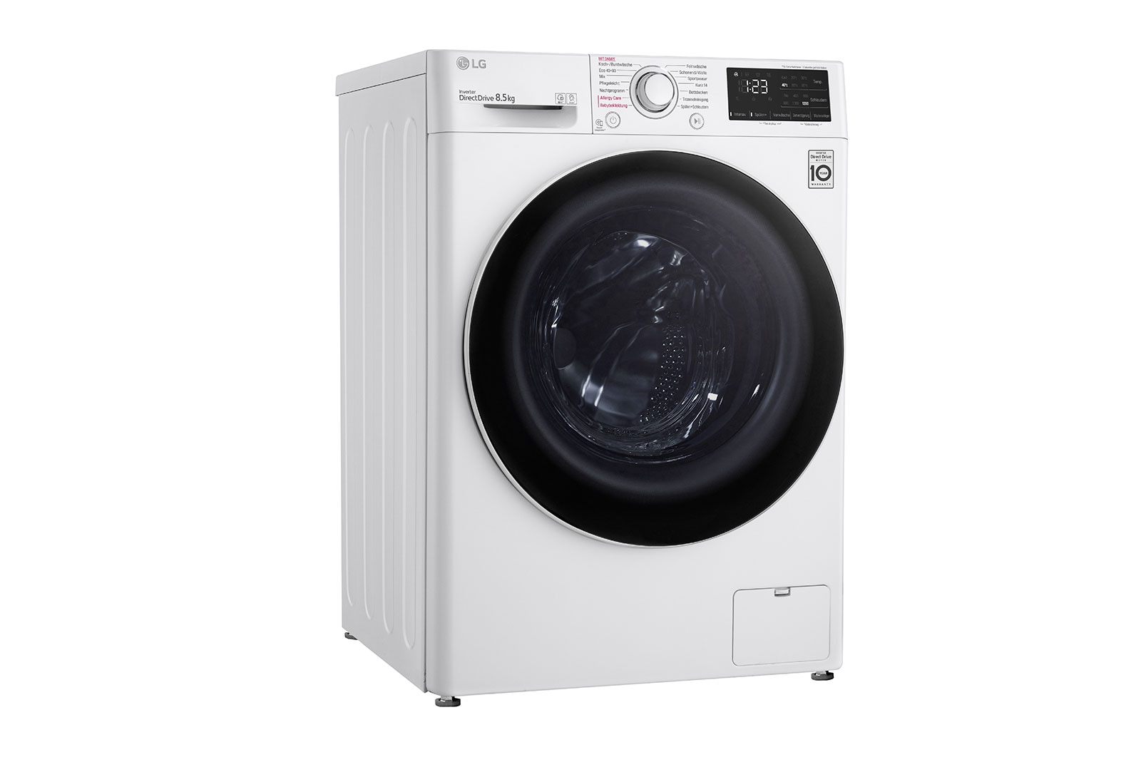 LG Waschmaschine mit 8.5 kg Kapazität | Energieeffizienzklasse C | 1.200 U./Min. | Weiß mit weißem Bullaugenring | F2V3SLIM8C , F2V3SLIM8C
