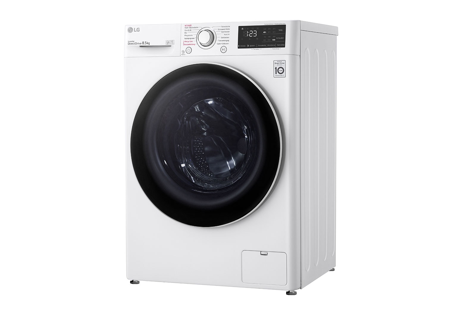 LG Waschmaschine mit 8.5 kg Kapazität | Energieeffizienzklasse C | 1.200 U./Min. | Weiß mit weißem Bullaugenring | F2V3SLIM8C , F2V3SLIM8C