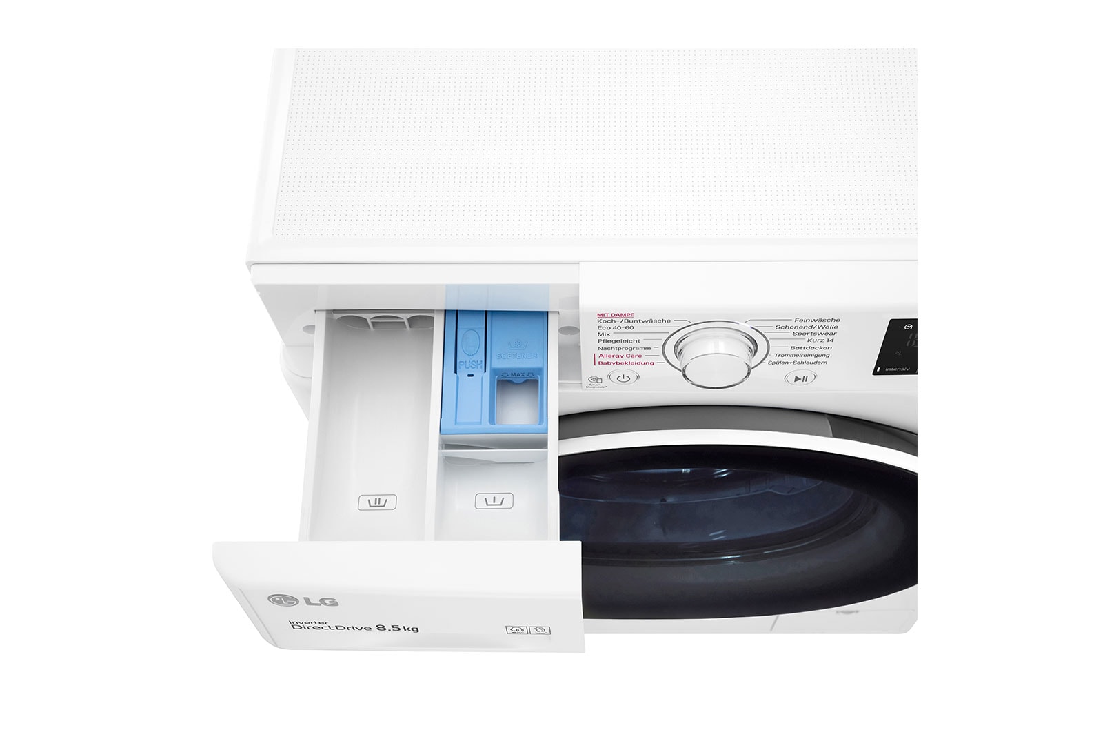 LG Waschmaschine mit 8.5 kg Kapazität | Energieeffizienzklasse C | 1.200 U./Min. | Weiß mit weißem Bullaugenring | F2V3SLIM8C , F2V3SLIM8C