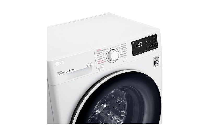 LG Waschmaschine mit 8.5 kg Kapazität | Energieeffizienzklasse C | 1.200 U./Min. | Weiß mit weißem Bullaugenring | F2V3SLIM8C , F2V3SLIM8C
