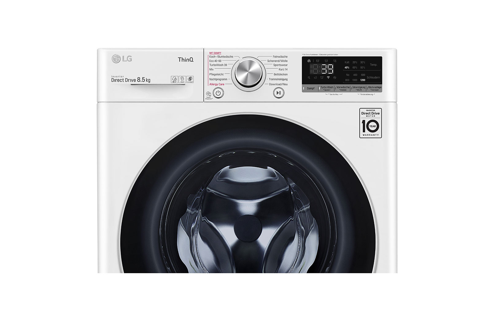 LG Waschmaschine SLIM (8,5 kg, 1.170 U./Min., EEK A) mit AI DD®, Steam & TurboWash®360° | F2V7SLIM8E, F2V7SLIM8E