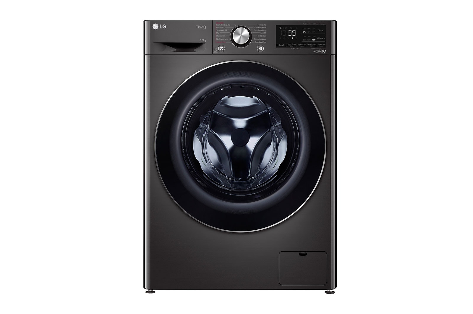 LG Waschmaschine mit 8,5 kg Kapazität | Slim Fit | Energieeffizienzklasse A | 1.200 U./Min. | Black Steel mit chrom Bullaugenring | F2WV9082B, F2WV9082B