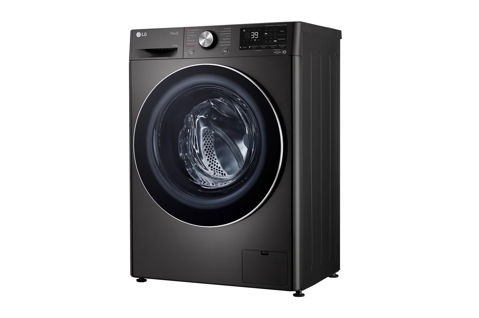 LG Waschmaschine mit 8,5 kg Kapazität | Slim Fit | Energieeffizienzklasse A | 1.200 U./Min. | Black Steel mit chrom Bullaugenring | F2WV9082B, F2WV9082B