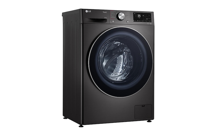 LG Waschmaschine mit 8,5 kg Kapazität | Slim Fit | Energieeffizienzklasse A | 1.200 U./Min. | Black Steel mit chrom Bullaugenring | F2WV9082B, F2WV9082B