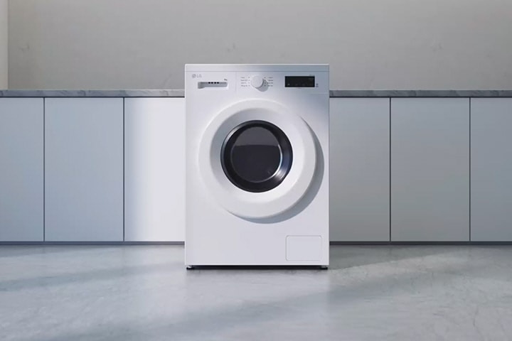 Es zeigt, dass die Deckplatte der Waschmaschine abgenommen werden kann.