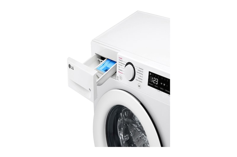 LG Waschmaschine Weiß (9 kg, 1.400 U./Min., EEK A -10%*) mit AI DD® & TurboWash®360° | F4WR3193, F4WR3193