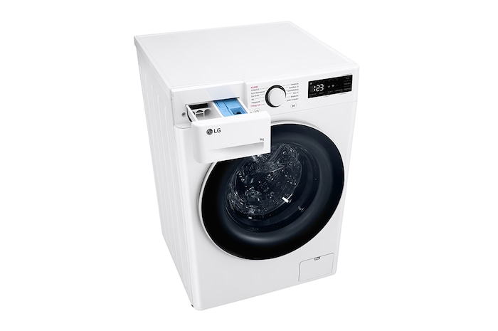 LG Waschmaschine (9 kg, 1.400 U./Min., EEK A -10%*) mit weißem Bullaugenring | F4WR5090, F4WR5090