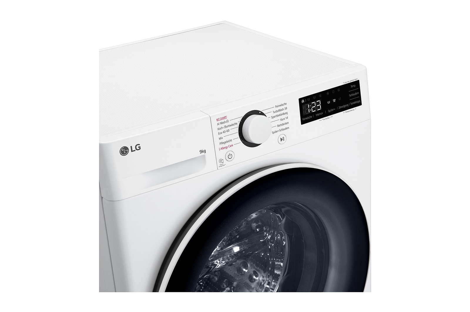 LG Waschmaschine (9 kg, 1.400 U./Min., EEK A -10%*) mit weißem Bullaugenring | F4WR5090, F4WR5090