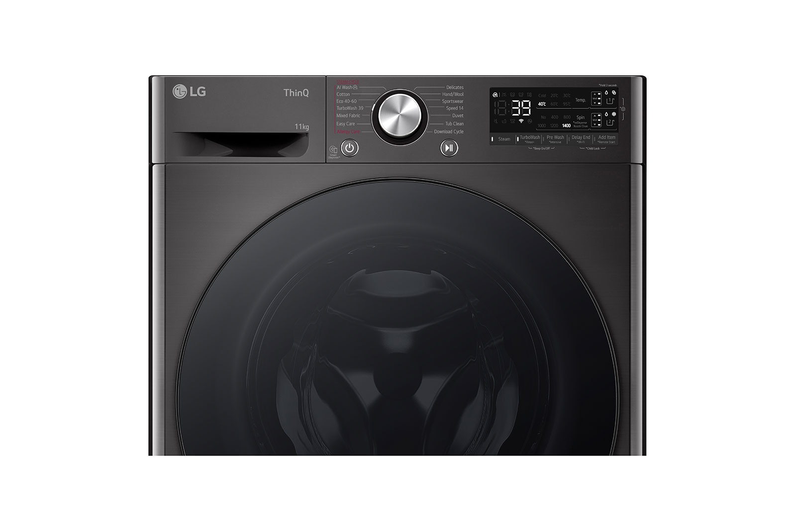 LG Waschmaschine Schwarz (A-10%*, 11 kg, 1.350 U./Min.) mit AI DD® & TurboWash®360° | F4WR701YB, F4WR701YB