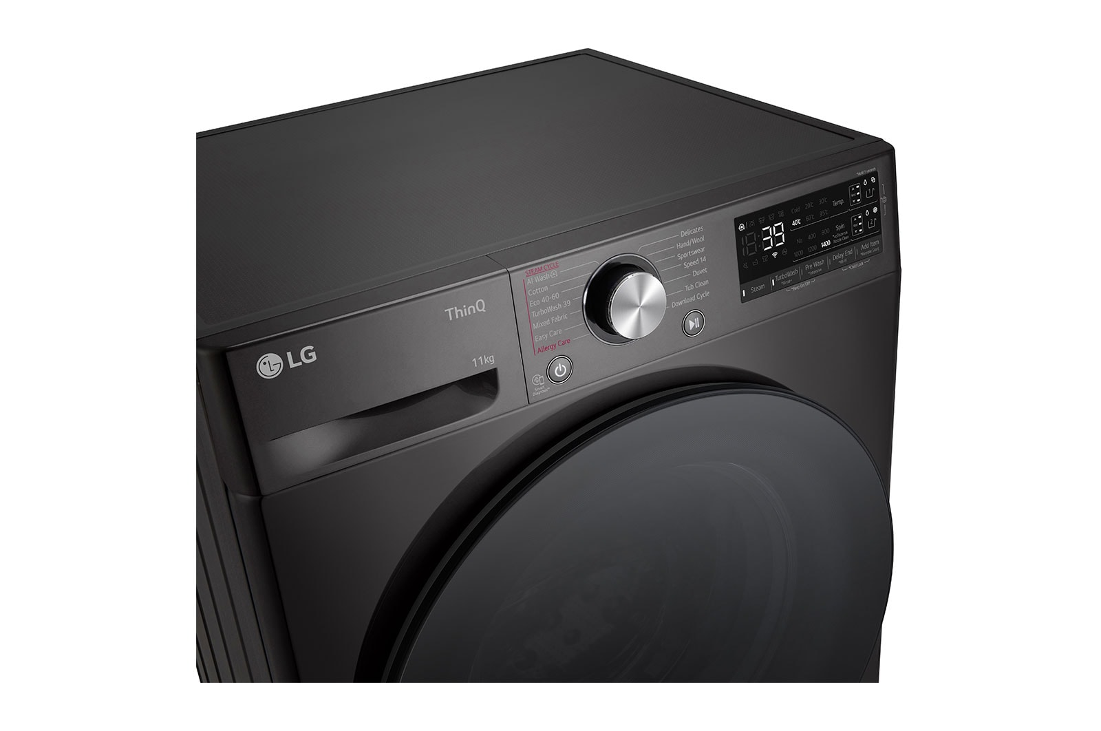 LG Waschmaschine Schwarz (A-10%*, 11 kg, 1.350 U./Min.) mit AI DD® & TurboWash®360° | F4WR701YB, F4WR701YB