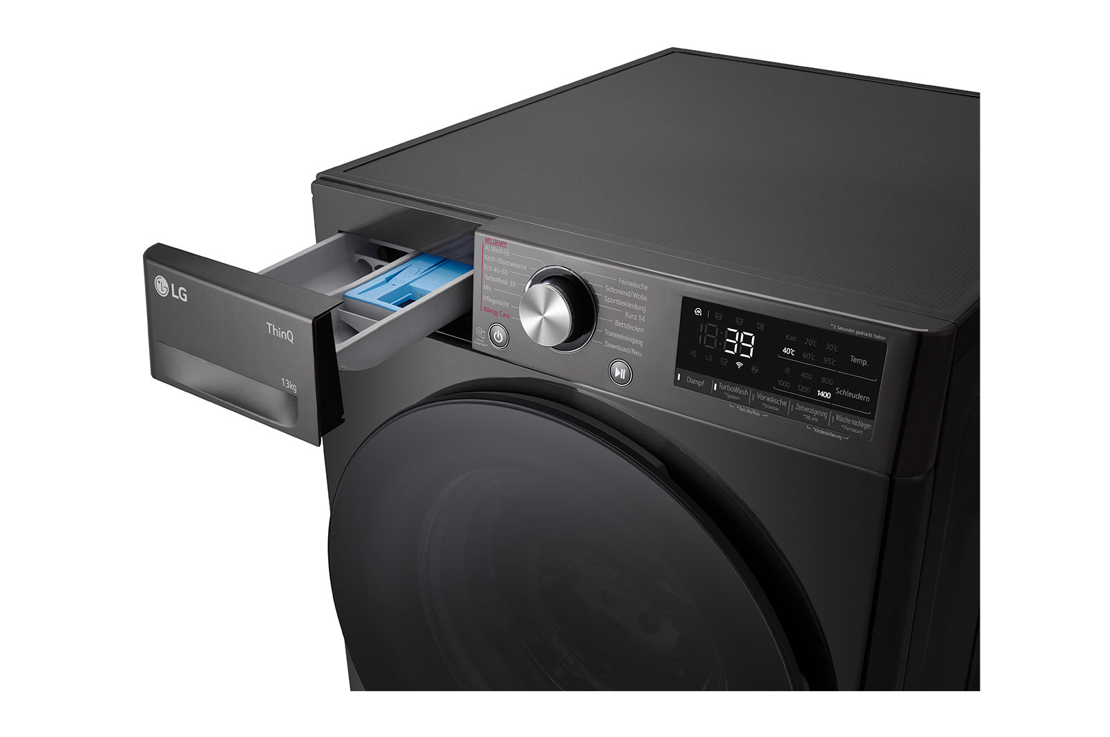 LG Waschmaschine Schwarz (EEK A-10%*, 11 kg, 1.350 U./Min.) mit AI DD® & TurboWash®360° | F4WR701YB, F4WR701YB