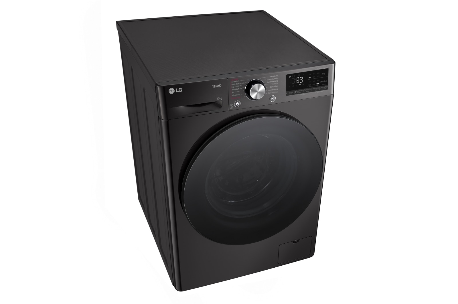 LG Waschmaschine Schwarz (A-20%*, 13 kg, 1.360 U./Min.) mit AI DD® & TurboWash®360° | F4WR703YB, F4WR703YB