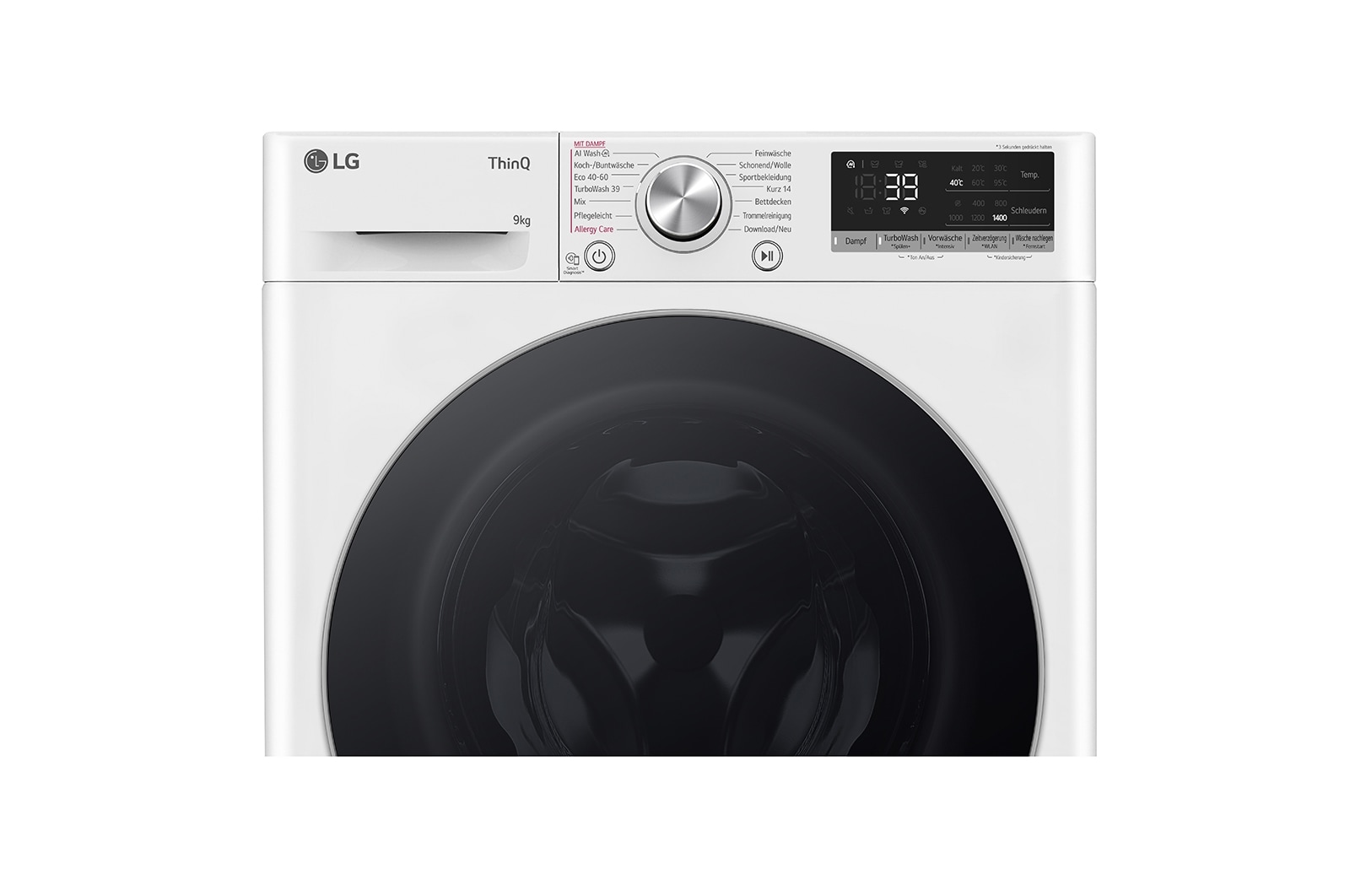 LG Waschmaschine Weiß (9 kg, 1.400 U./Min., EEK A -10%*) mit AI DD®, Steam & TurboWash®360° | F4WR7091, F4WR7091